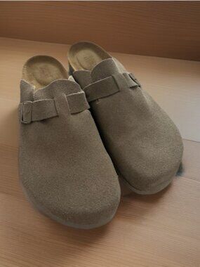 Granola Boho Chunky Project Cloud Classic Suede Clog Memory Foam Tan Size 11.5